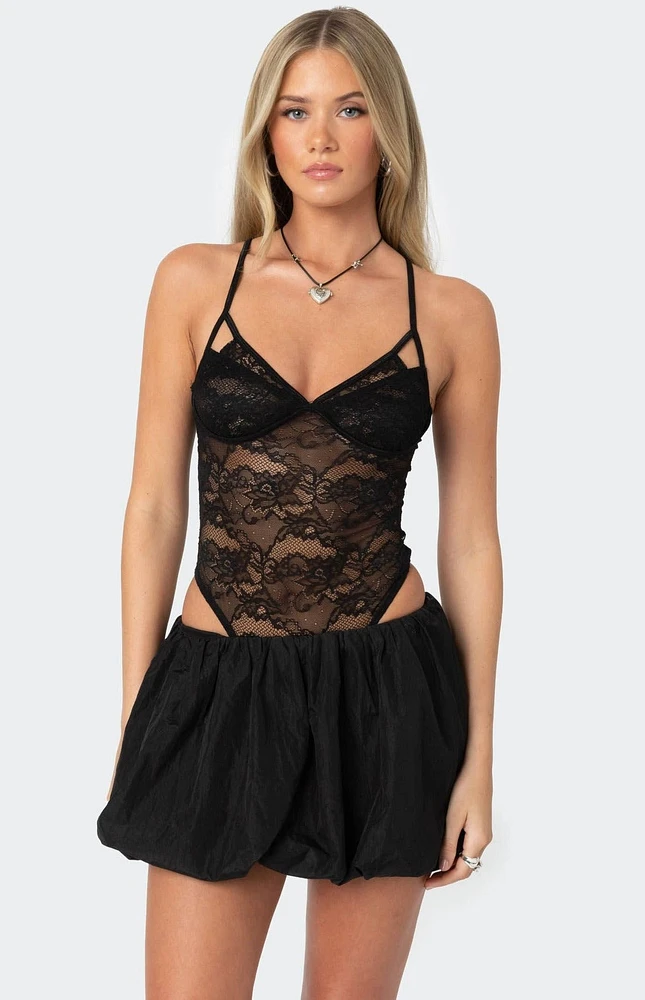 Edikted Strappy Sheer Lace Bodysuit