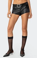 Edikted Alba Faux Leather Shorts