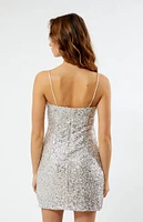 Silver Sequin Mini Dress
