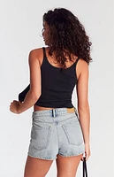 Pacsun Light Indigo Button Fly High Waisted Denim Festival Shorts