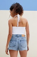 PacSun Medium Indigo High Waisted Relaxed Denim Shorts