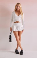 Beverly and Beck Eyelet Bow Micro Mini Skort
