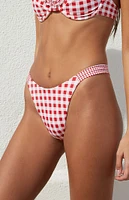 PacSun Red Gingham Elise High Cut Bikini Bottom