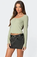 Edikted Jayde Ribbed Henley Top