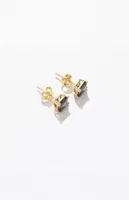 King Ice Sterling Silver Square Onyx Earrings