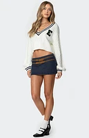 Edikted Sky Double Buckle Denim Mini Skort