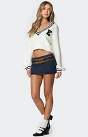 Edikted Sky Double Buckle Denim Mini Skort