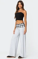 Edikted Beth Gingham Fold Over Pants