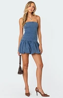Edikted Denim Bubble Skirt Mini Dress