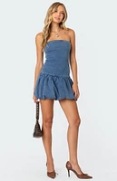 Edikted Denim Bubble Skirt Mini Dress