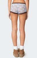 Edikted Dee Sheer Lace Micro Shorts