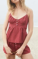 John Galt Burgundy Plaid Tiffany Tank Top