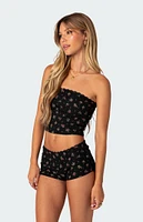 Edikted Aislinn Printed Waffle Tube Top