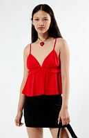 LA Hearts Ruffle V-Neck Babydoll Top