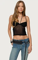 Edikted Strappy Sheer Mesh Cupped Top