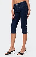 Edikted Contrast Stitch Capri Jeans