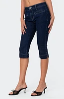 Edikted Contrast Stitch Capri Jeans