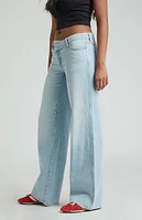 PacSun Casey Light Indigo Asymmetrical Low Rise Baggy Jeans