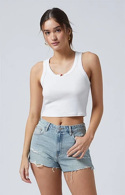 PacSun Light Indigo Ripped High Waisted Denim Festival Shorts