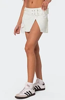 Edikted Belted Denim Wrap Mini Skirt