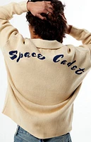 Pacsun Cream Space Button Up Polo Cardigan