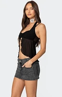 Edikted Mesh Split Front Bandeau Halter Top