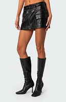 Faux Leather Cargo Mini Skirt