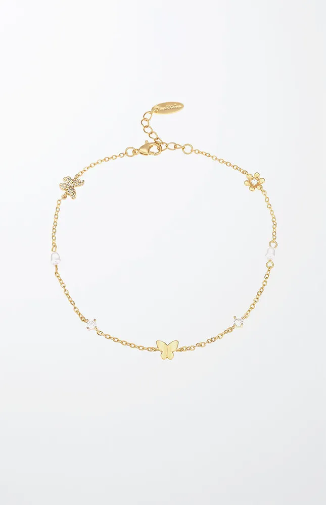 Ettika Butterflies & Pearls Anklet