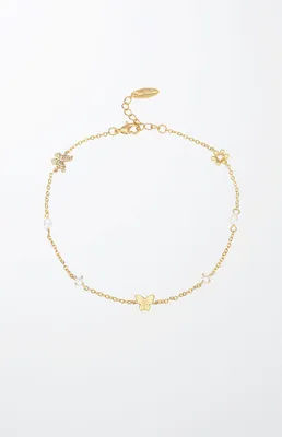 Ettika Butterflies & Pearls Anklet