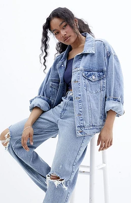 PacSun Medium Indigo Relaxed Denim Trucker Jacket