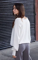 John Galt Gray Off-The-Shoulder Sweater