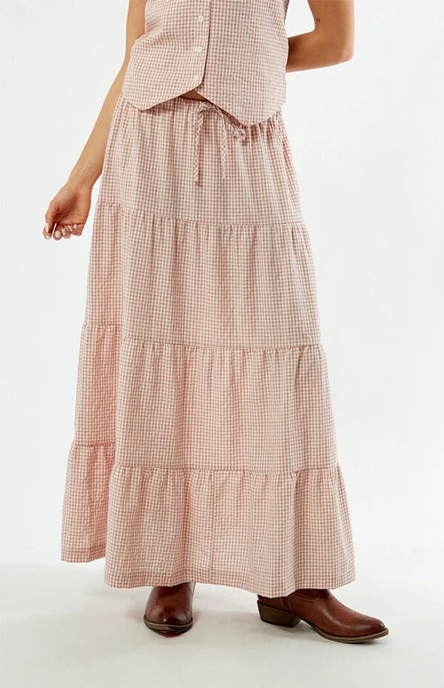 Rhythm Lola Checked Tiered Maxi Skirt