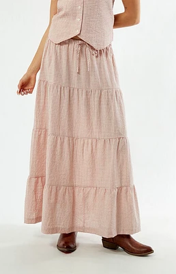 Rhythm Lola Checked Tiered Maxi Skirt