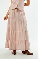 Rhythm Lola Checked Tiered Maxi Skirt