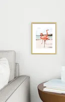 Flamingo Metal Framed Art Print Gold 18" x 24"