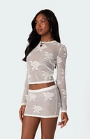 Edikted Saga Embroidered Sheer Knit Top