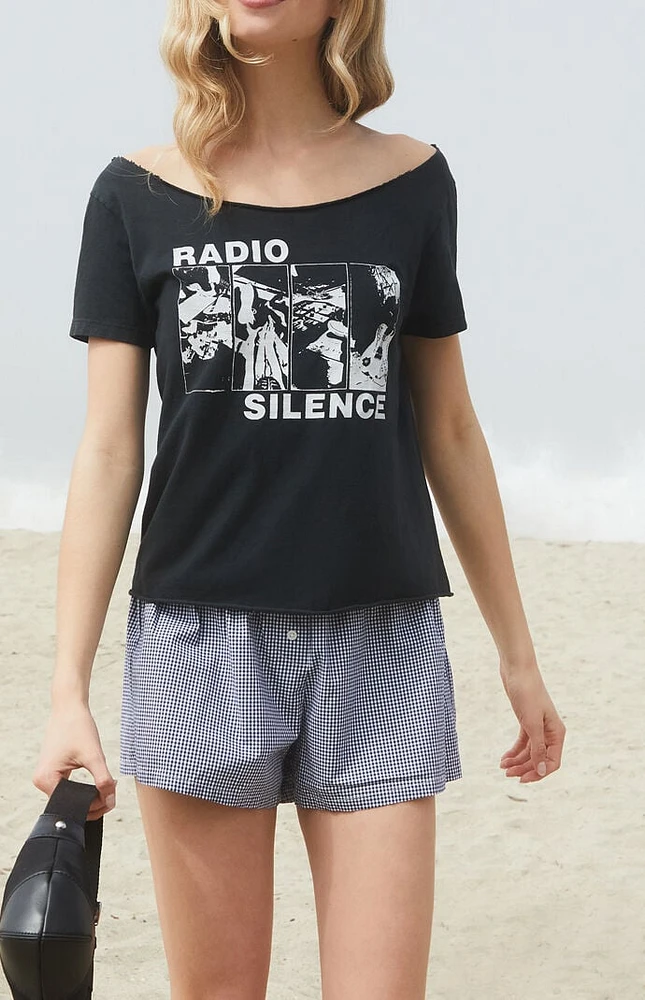John Galt Black Radio Silence Off-The-Shoulder Top