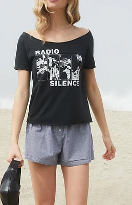 John Galt Black Radio Silence Off-The-Shoulder Top