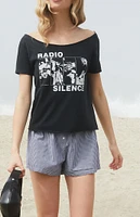 John Galt Black Radio Silence Off-The-Shoulder Top