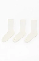 Pacsun 3 Pack White Embroidered Basic Crew Socks