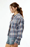 Outer Banks Treasure Distressed Cropped Flannel Shirt