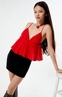 LA Hearts Ruffle V-Neck Babydoll Top