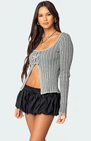 Edikted Bowtie Split Front Knit Top