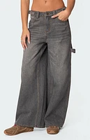 Edikted Baggy Washed Low Rise Carpenter Jeans