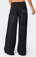 Edikted Pleated Detail Low Rise Jeans