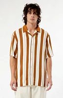 PacSun Taupe Stripe Camp Shirt