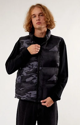 PacSun Black Camo Puffer Vest