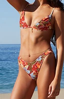 Pacsun Floral Emilia Velvet Triangle Bikini Top
