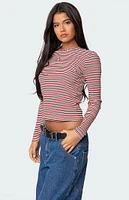 Edikted Corina Ribbed Stripey Long Sleeve T-Shirt