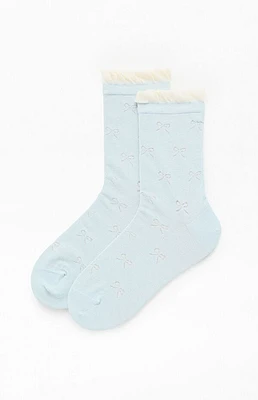 Pacsun Blue Bow Ruffle Crew Socks